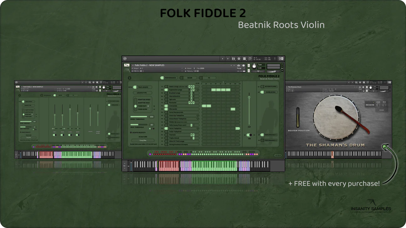 小提琴 Insanity Samples Folk Fiddle 2 Beatnik Roots Violin v3.0.0 KONTAKT